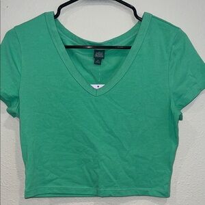 Wild Fable Teal V-Neck Crop Top